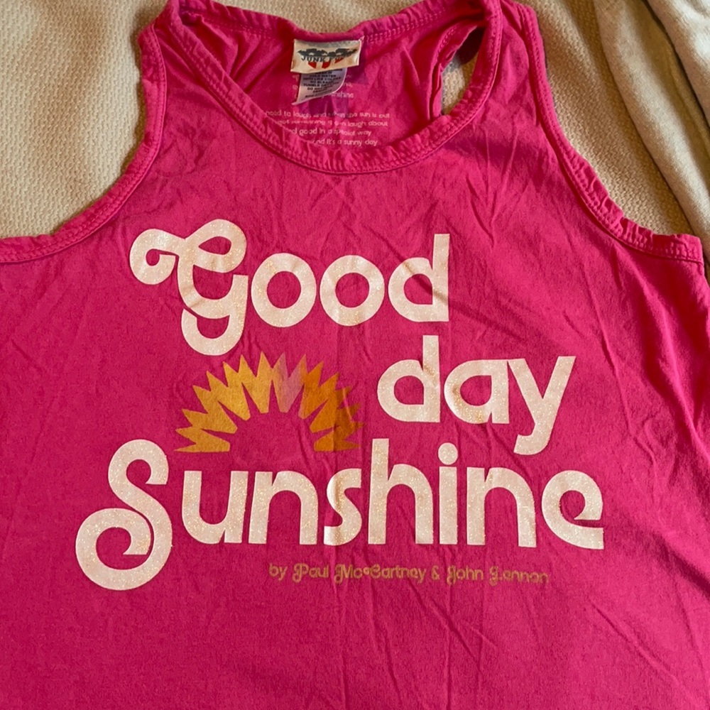 Junk Food Age 10 girls bright pink “good day” tank